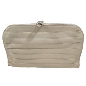 Foley's Ivory Leather Clutch Bag Made in Italy VTG.
